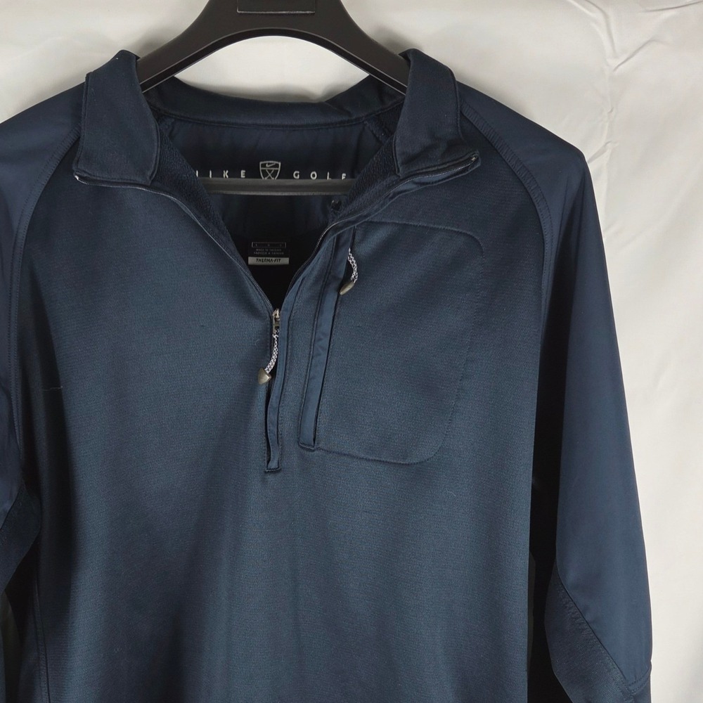 Nike Golf Mens Therma-FIT Quarter Zip Pullover Fleece Navy Blue Large